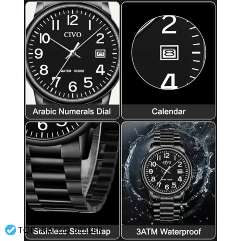 Classic Stainless Steel Analog Watch Minimalist Design Luminous Hands